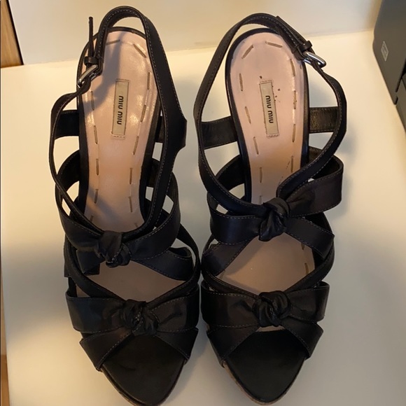 Miu Miu Black Platform Sandals - Picture 2 of 6